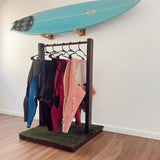 Wood vertical wetsuit surf rack